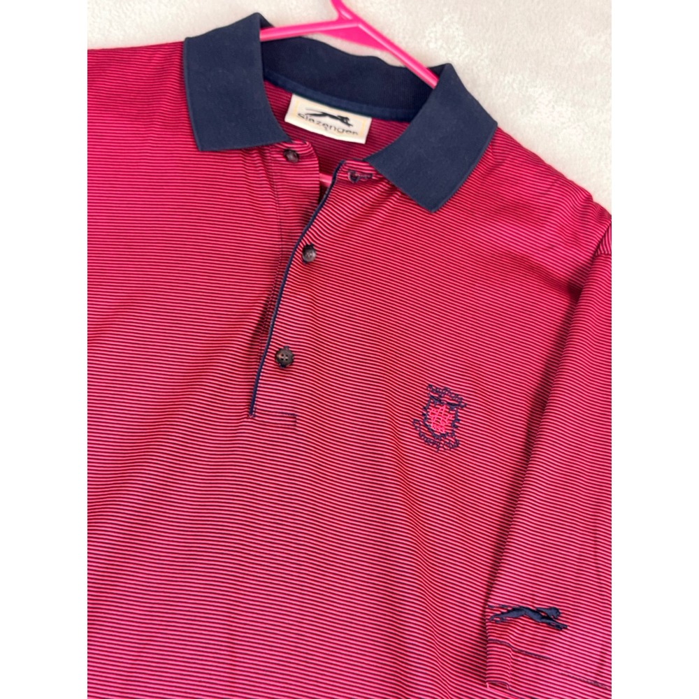 Augusta Country Club Slazenger‎ Mens Small Golf Polo Shirt Black Striped